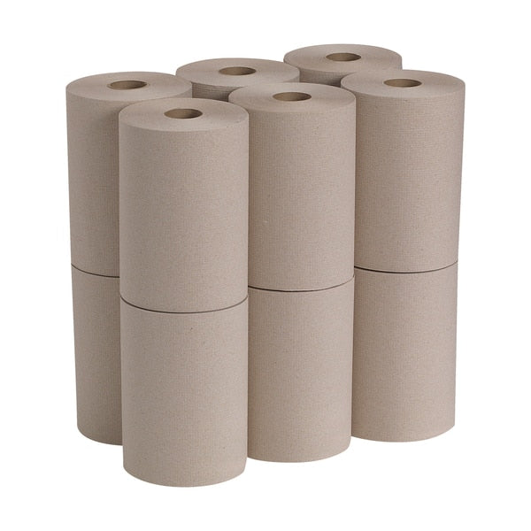 Pacific Blue Basic Hardwound Paper Towels, Continuous Roll, 7 7/8 in W, 350 ft L, Brown, 12 Pack
