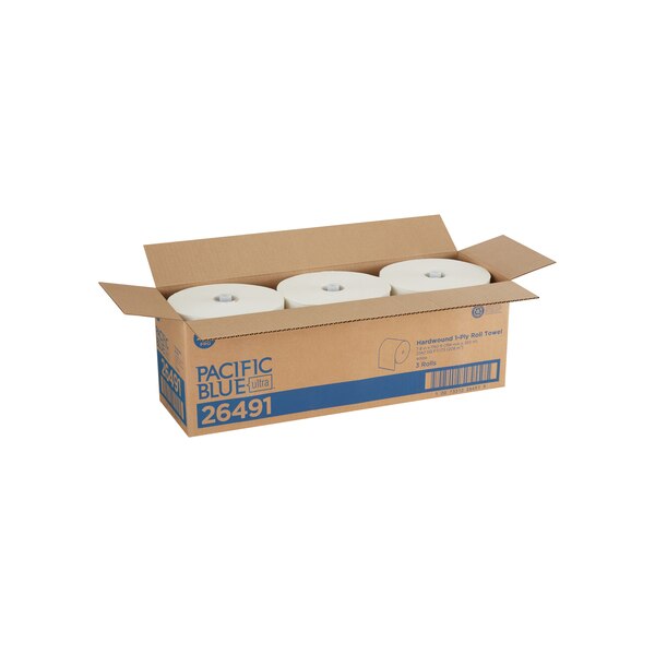 Pacific Blue Ultra Hardwound Paper Towels, 1, 1, 1150 ft, White, 3 PK