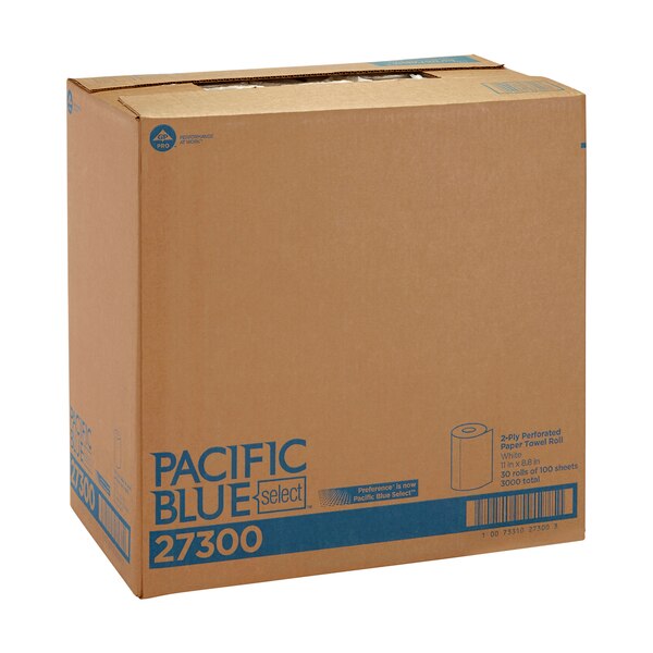 Pacific Blue Select Perforated Roll Paper Towels, 2, 100, 73 ft, White, 30 PK