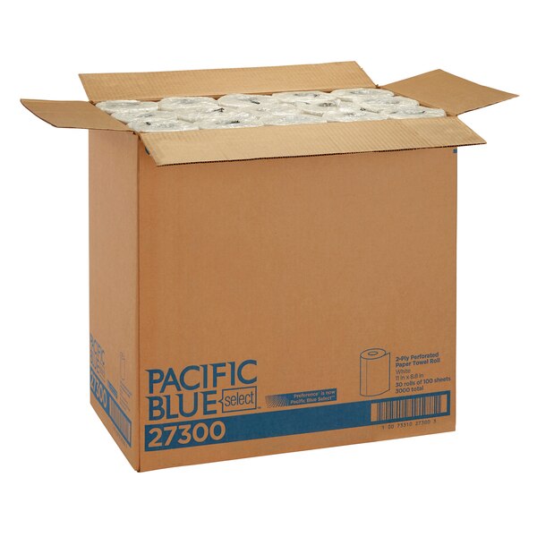 Pacific Blue Select Perforated Roll Paper Towels, 2, 100, 73 ft, White, 30 PK