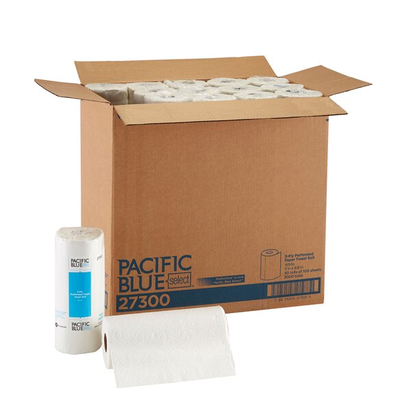 Pacific Blue Select Perforated Roll Paper Towels, 2, 100, 73 ft, White, 30 PK
