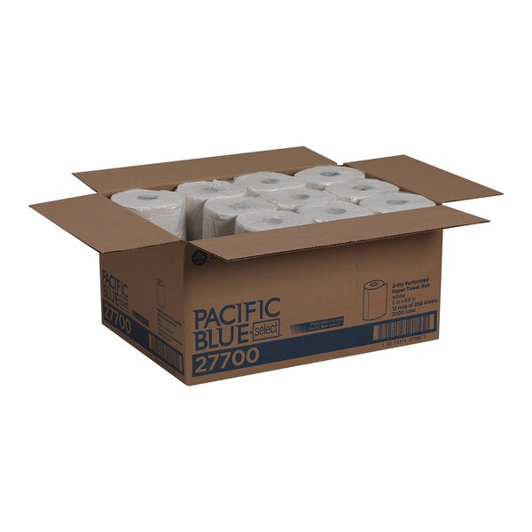 Pacific Blue Select Perforated Roll Paper Towels, 2, 250, 230 ft, White, 12 PK