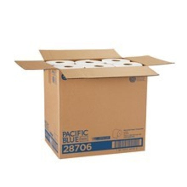 Pacific Blue Basic Hardwound Paper Towels, 1, Continuous Roll, 350 ft, White, 12 PK