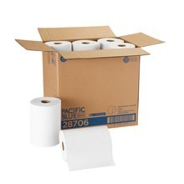 Pacific Blue Basic Hardwound Paper Towels, 1, Continuous Roll, 350 ft, White, 12 PK