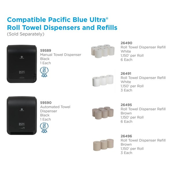Pacific Blue Ultra Hardwound Paper Towels, 1, 1, 1150 ft, White, 3 PK