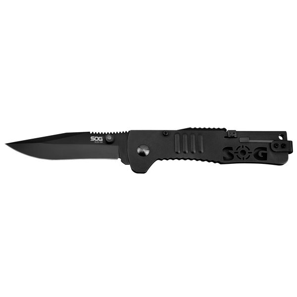 Folding Knife, Clip Point, Black, 3-3/16 In