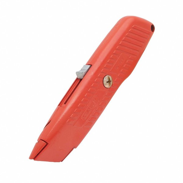 Safety Knife, Self-Retracting, 5 7/8 in L, Rounded Steel Safety Blade, General Purpose, Orange