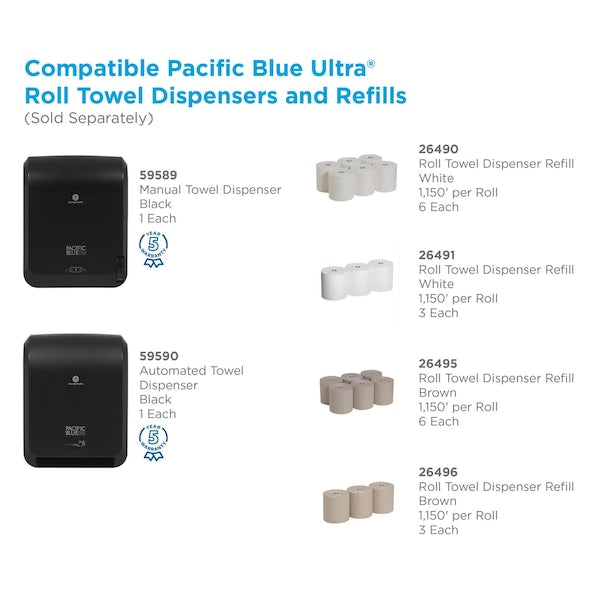 Pacific Blue Ultra Hardwound Paper Towels, 1, 1, 1150 ft, Brown, 6 PK