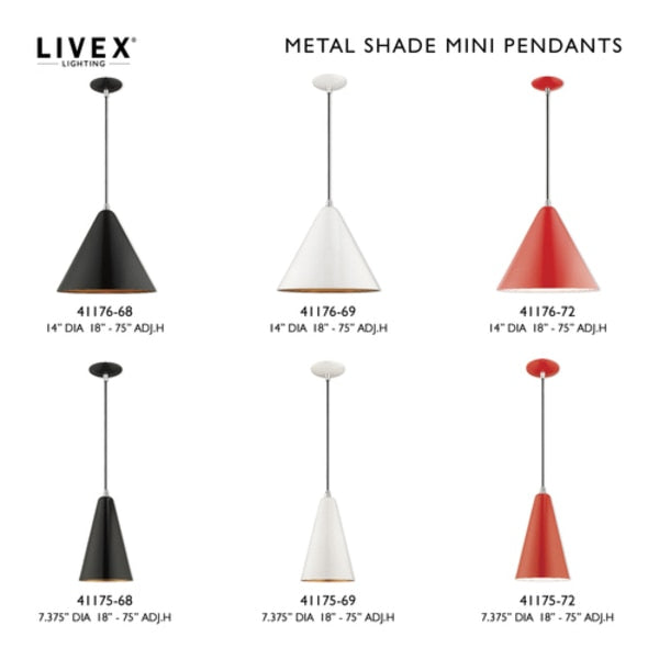 Metal Shade Mini Pendants 1 Light Shiny White Mini Pendant