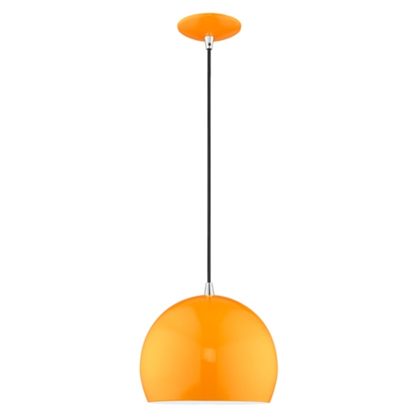 Metal Shade Mini Pendants 1 Light Shiny Orange Mini Pendant