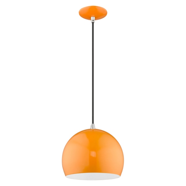Metal Shade Mini Pendants 1 Light Shiny Orange Mini Pendant