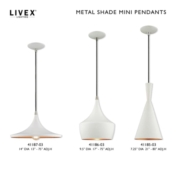 Metal Shade Mini Pendants 1 Light White Mini Pendant