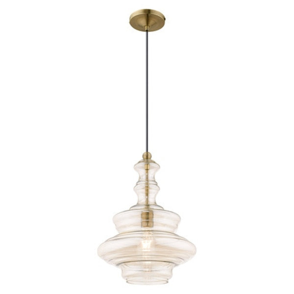 Art Glass Mini Pendants 1 Light Antique Brass Mini Pendant