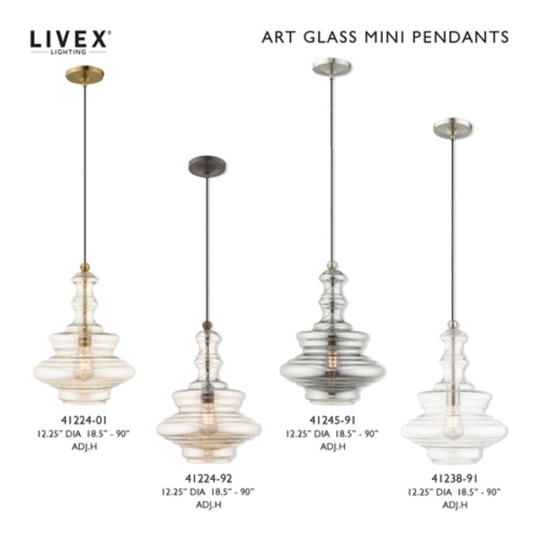 Art Glass Mini Pendants 1 Light Antique Brass Mini Pendant