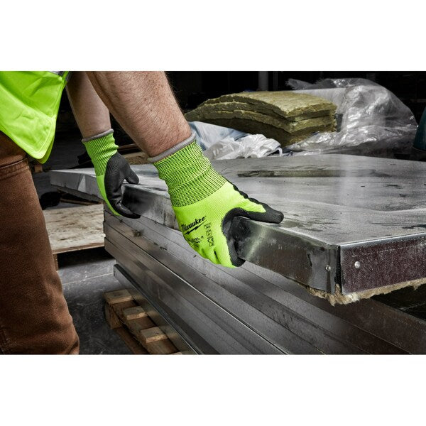 12PK High Visibility Cut Level 4 Polyurethane Dipped Gloves - S