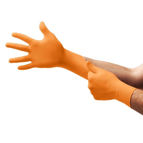 Microflex Disposable Nitrile Gloves, Exam Grade, Powder-Free, XL, (10), Hi-Vis Orange, 100 Pack