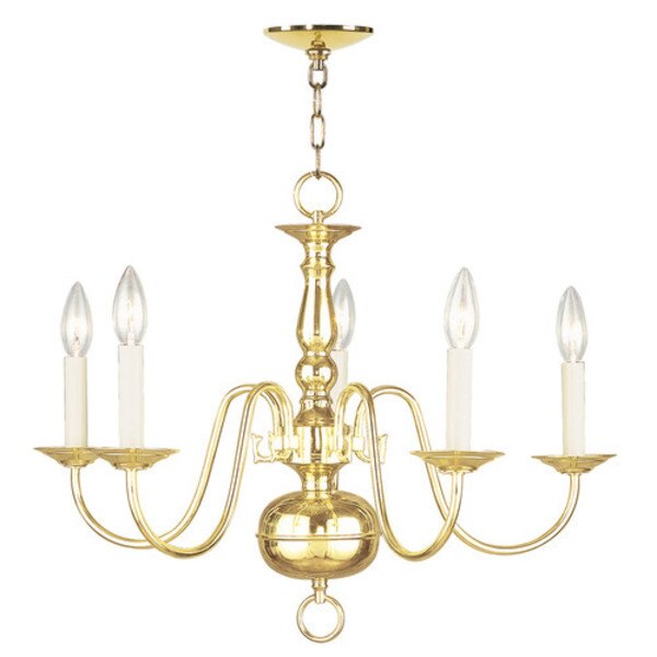 Williamsburgh 5 Light Polished Brass Cha