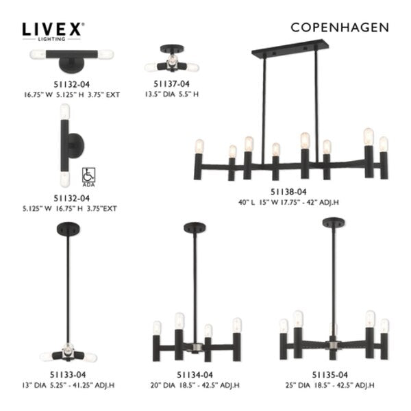 Copenhagen 5 Light Black Chandelier