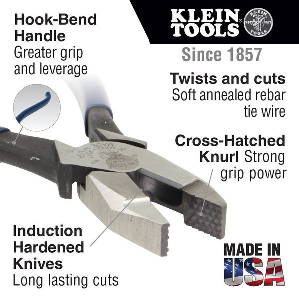 9 3/8 in 2000(TM) Iron Workers Plier High Leverage, Steel