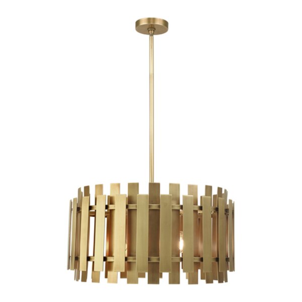 Greenwich 6 Light Natural Brass Pendant