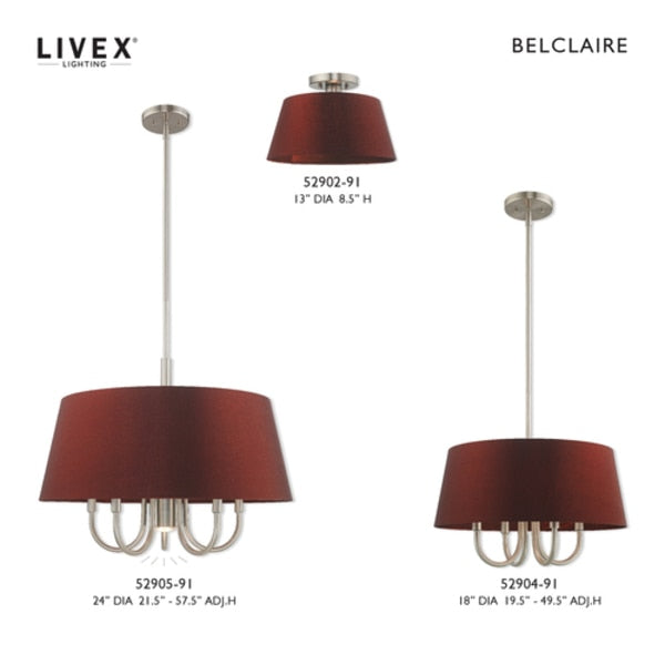 Belclaire 4 Light Brushed Nickel Pendant Chandelier