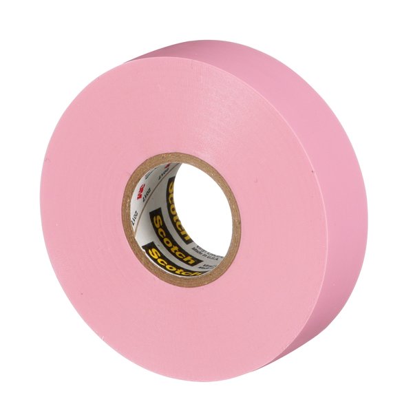 Vinyl Electrical Tape, 35, Scotch, 3/4 in W x 66 ft L, 7 mil thick, Pink, 1 Pack