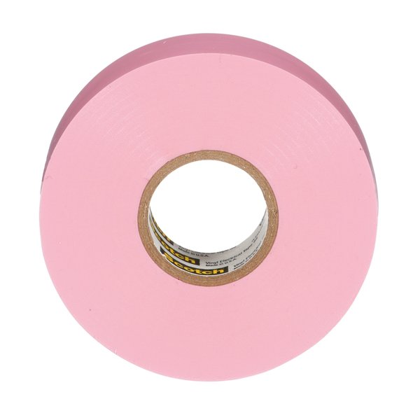Vinyl Electrical Tape, 35, Scotch, 3/4 in W x 66 ft L, 7 mil thick, Pink, 1 Pack
