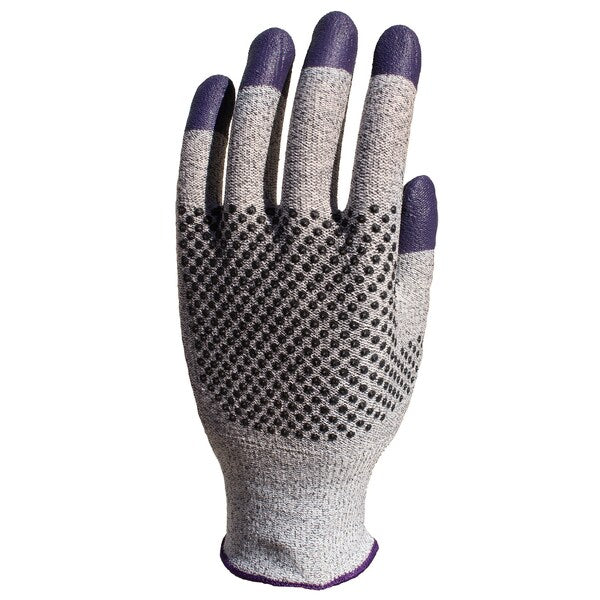 G60 Purple Nitrile Cut Resistant Gloves, Grey/Black, Purple Fingertips, Ambidextrous, 2XL, 1 Pair