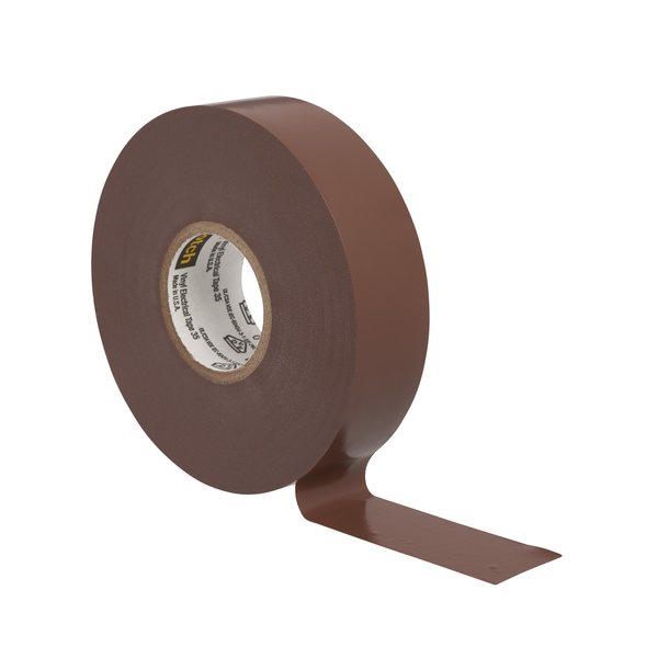 Vinyl Electrical Tape, 35, Scotch, 3/4 in W x 66 ft L, 7 mil thick, Brown, 1 Pack