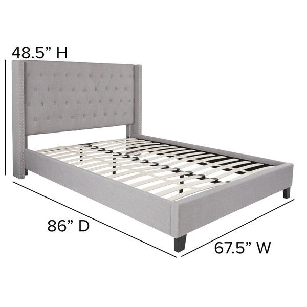 Platform Bed, Riverdale, Queen, Light Gray