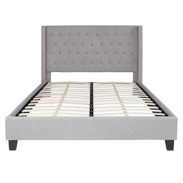 Platform Bed, Riverdale, Queen, Light Gray