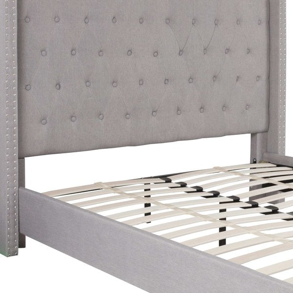 Platform Bed, Riverdale, Queen, Light Gray