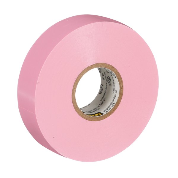 Vinyl Electrical Tape, 35, Scotch, 3/4 in W x 66 ft L, 7 mil thick, Pink, 1 Pack