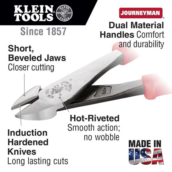 8 1/8 in 2000 High Leverage Diagonal Cutting Plier Standard Cut Oval Nose Uninsulated