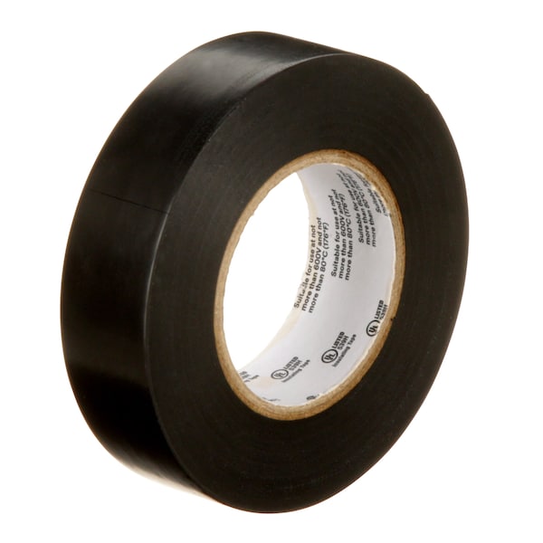 Vinyl Electrical Tape, 3/4 in W x 60 ft L, 6 mil Thick, Black, 1 Pk
