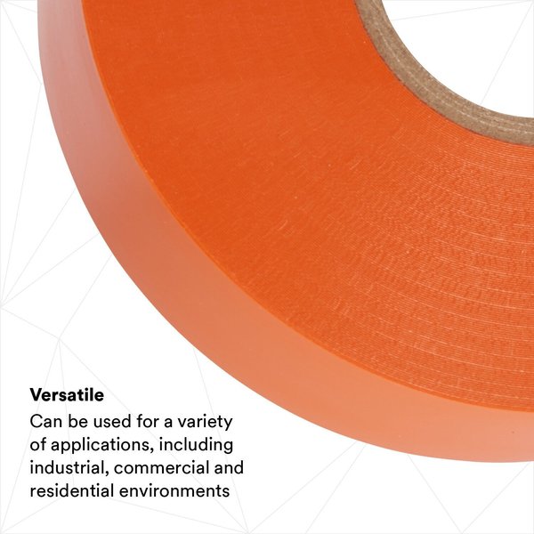 Vinyl Electrical Tape, 35, Scotch, 3/4 in W x 66 ft L, 7 mil thick, Orange, 1 Pack