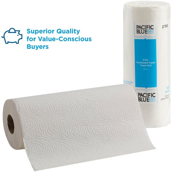 Pacific Blue Select Perforated Roll Paper Towels, 2, 100, 73 ft, White, 30 PK