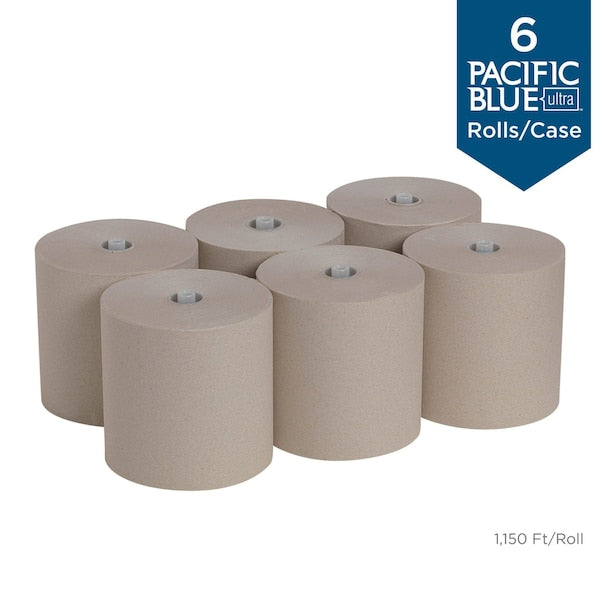 Pacific Blue Ultra Hardwound Paper Towels, 1, 1, 1150 ft, Brown, 6 PK