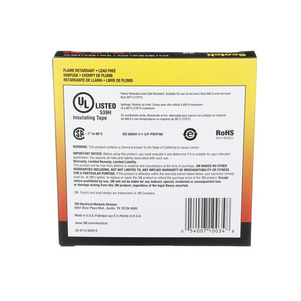 Electrical Tape, 10 mil, 3/4