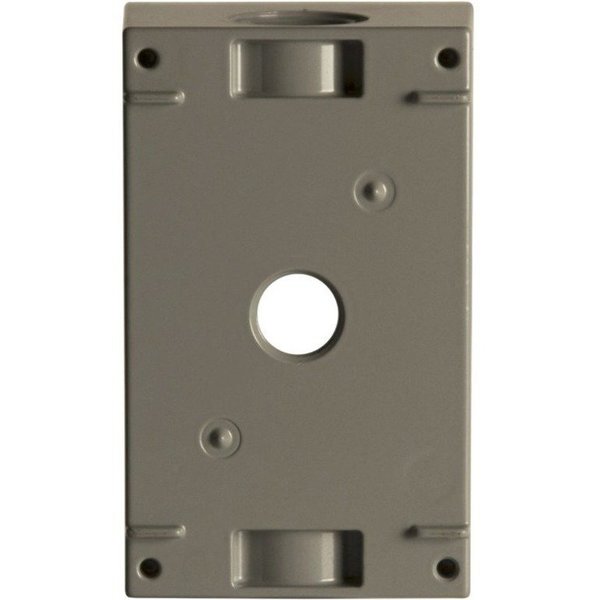 Weatherproof Electrical Box, 1 Gang, 1/2 in Hub Size, 3 Inlets, 4.5 in L, 2.75 in W, Aluminum, Gray