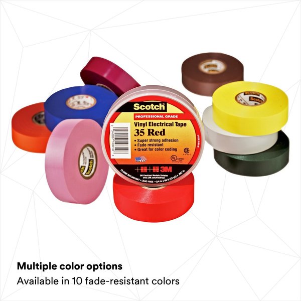 Vinyl Electrical Tape, 35, Scotch, 3/4 in W x 66 ft L, 7 mil thick, Brown, 1 Pack
