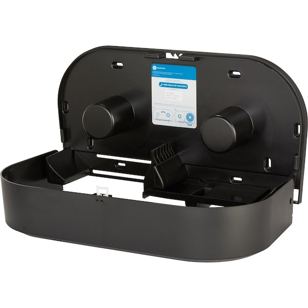 Toilet Paper Dispenser, Horizontal Double Roll, Jumbo Core, Wall Mount, Smoke