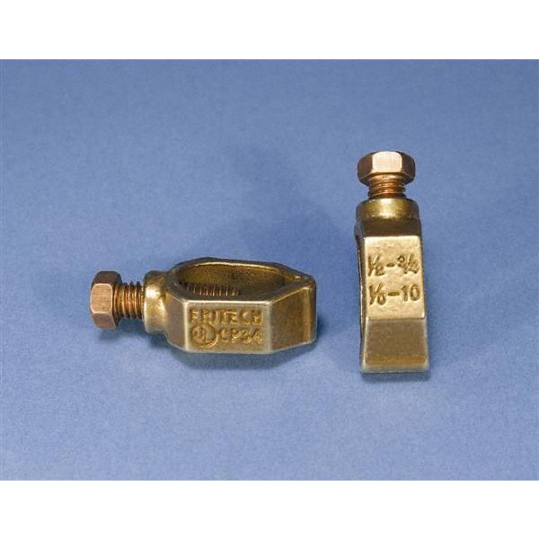 Grounding Connector, 1 Grounding Wire, 8 AWG SOL to 2 AWG STR, 5/8 in Rod Dia, Bronze