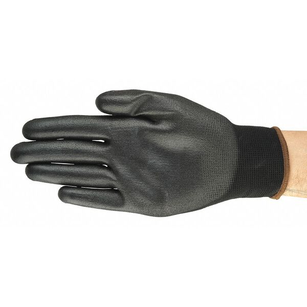 Polyurethane Coated Gloves, Palm Coverage, Black, M, PR
