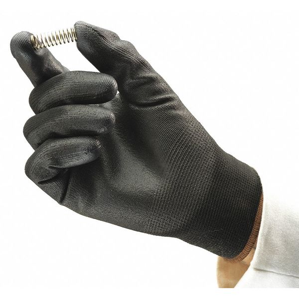 Polyurethane Coated Gloves, Palm Coverage, Black, XS, PR