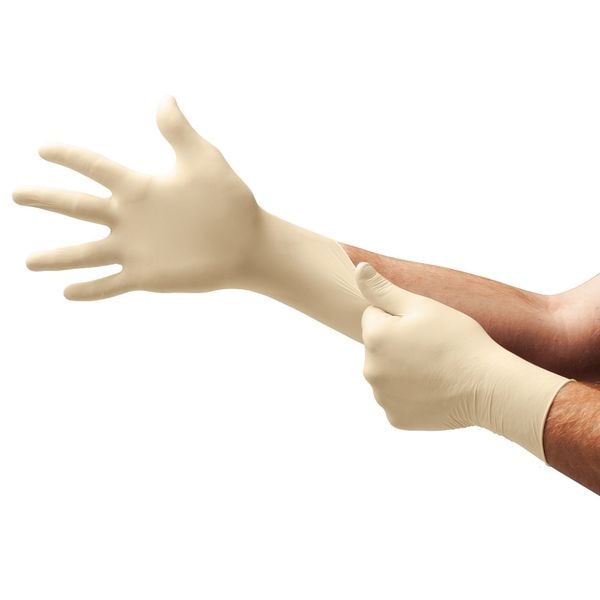 Microflex Exam Gloves, Natural Rubber Latex, Powder-Free, Small (Size 7), Natural, 100 Pack
