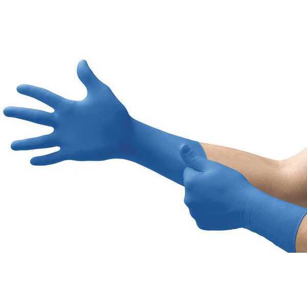 Microflex Exam Gloves, Natural Rubber Latex, Powder-Free, XL (Size 10), Blue, 50 Pack