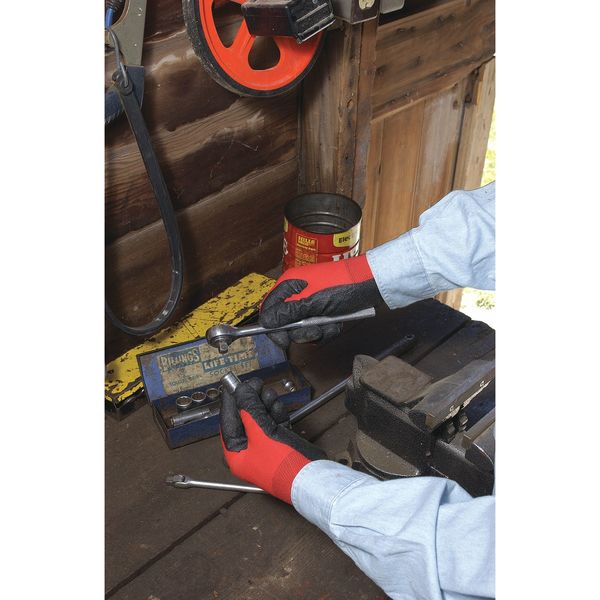 Foam Nitrile Coated Gloves, NorthFlex Red, Palm Coverage, Abrasion Level 4, Red/Gray, S, 1 Pair