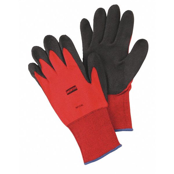 Foam Nitrile Coated Gloves, NorthFlex Red, Palm Coverage, Abrasion Level 4, Red/Gray, S, 1 Pair