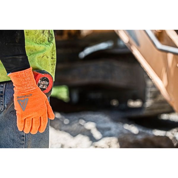 Hi-Vis Cut Resistant Coated Gloves, A2 Cut Level, Nitrile/Polyurethane, 8, 1 PR